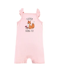 Touched by Nature Baby Girls Organic Cotton Rompers, Woodland Alphabet