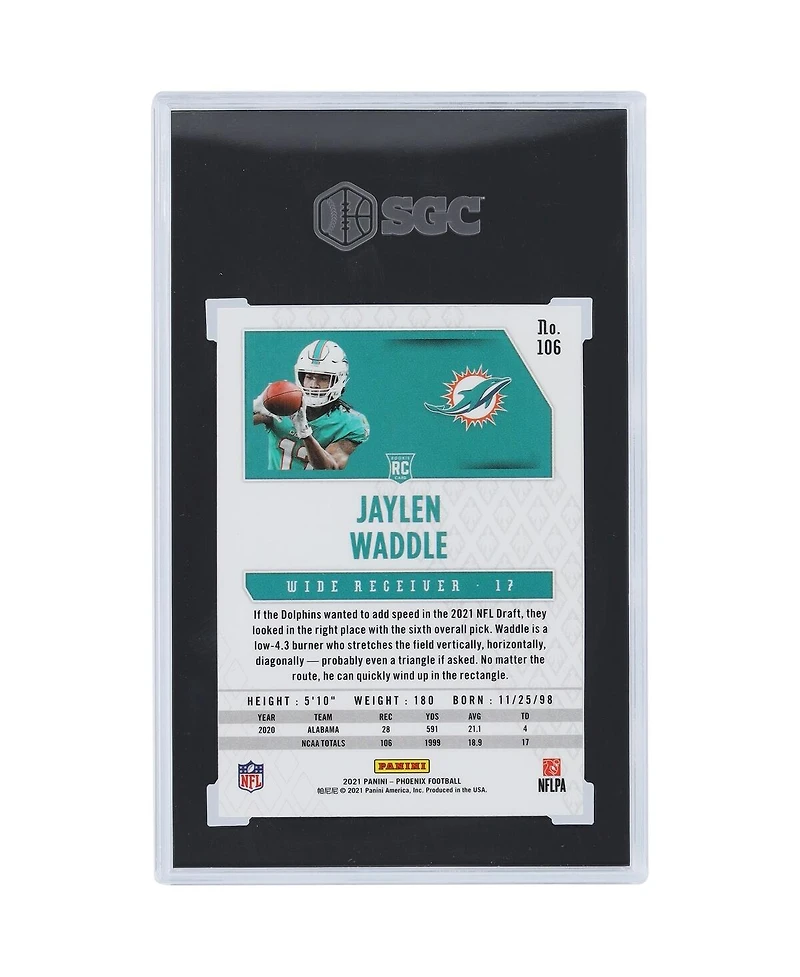 Jaylen Waddle Miami Dolphins 2021 Panini America Phoenix Fire Burst #106 Sgc Authenticated 9.5 Rookie Card