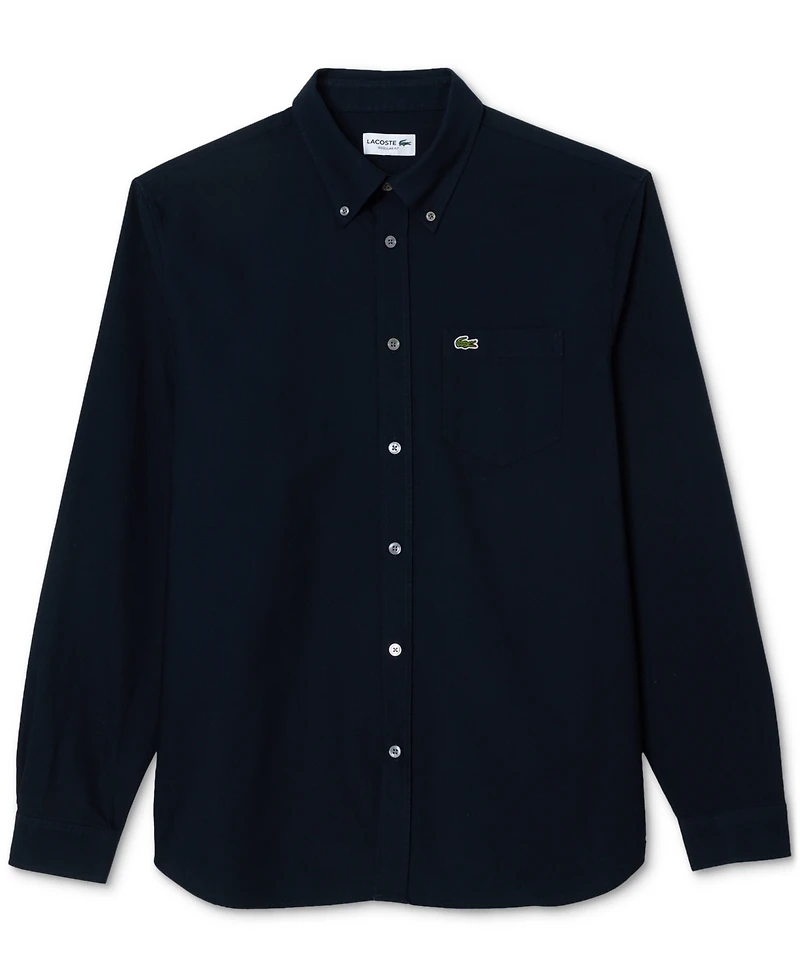 Lacoste Men's Woven Long Sleeve Button-Down Oxford Shirt