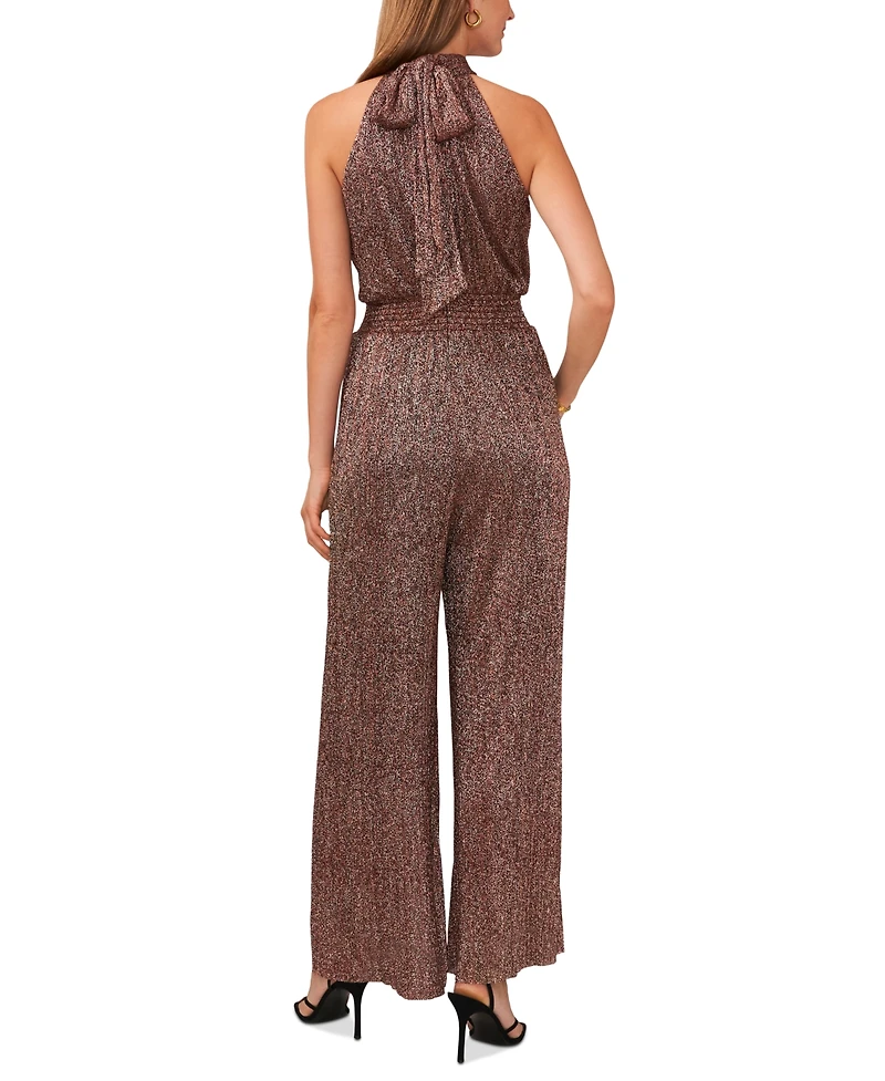 Vince Camuto Women's Metallic Sleeveless Smocked-Waist Jumpsuit
