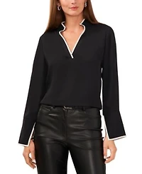 Vince Camuto Womens Split Neck Contrast Trim Tunic Top Xxs 3x