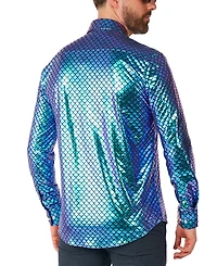 OppoSuits Men's Shirt - Long Sleeve Shiny Snake Gold