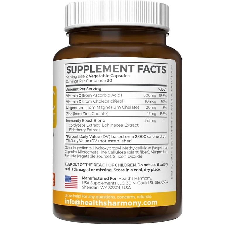 Vitamin C Immune Support Capsules, Health's Harmony