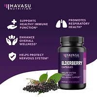 Elderberry Vitamins, Immune System Support Capsules, Havasu Nutrition, 60ct