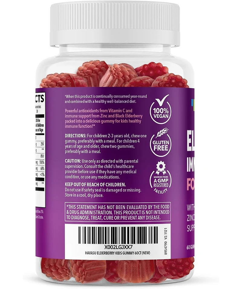 Elderberry Gummies for Kids, Immune System Supplement, Havasu Nutrition, 60ct