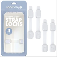 Jool Baby Toddler Multi-Use Safety Strap for Cabinets, Fridges, Drawers, Damage-Free Adhesives Safety Set - 4 Pack