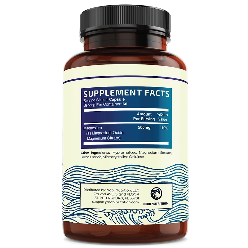 Nobi Nutrition Magnesium Complex Capsules, Magnesium Oxide, Magnesium Citrate, Nobi Nutrition, 60ct
