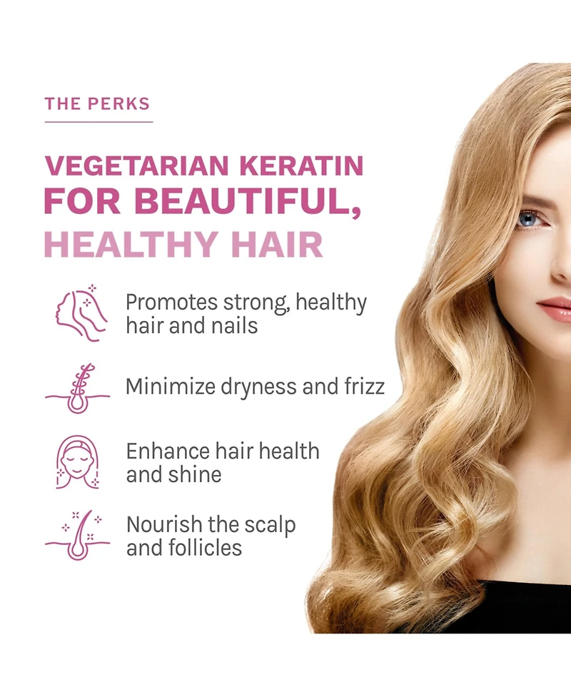 Reserveage, Keratin Hair Booster, Hair and Nails Supplement, Supports Healthy Thickness and Shine with Biotin, 60 Capsules (30 Servings)