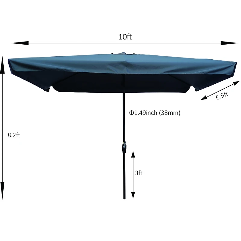 Simplie Fun 10 X 6.5FT Rectangular Patio Umbrella Outdoor Market Umbrellas With Crank And Push Button