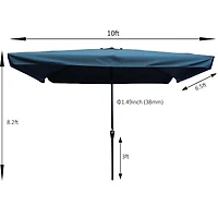 Simplie Fun 10 X 6.5FT Rectangular Patio Umbrella Outdoor Market Umbrellas With Crank And Push Button