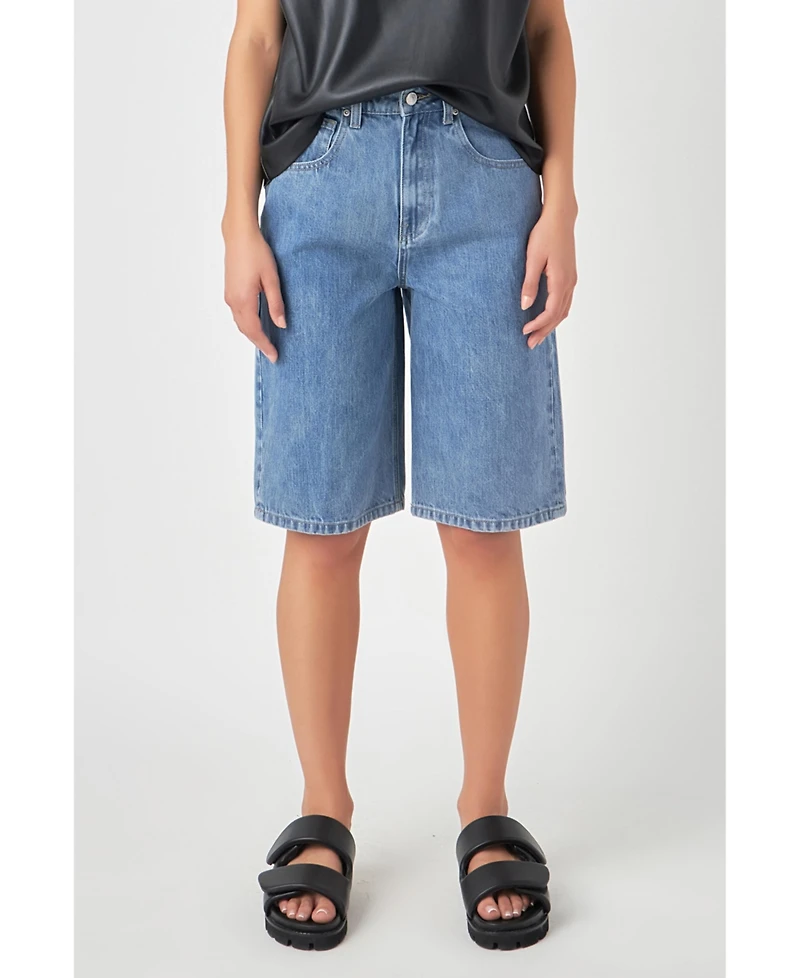 Grey Lab Women's Low Waisted Denim Shorts
