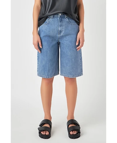 Grey Lab Women's Low Waisted Denim Shorts