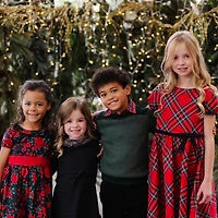 Hope & Henry Little Girls Short Sleeve Ruffle Collar Party Dress with Bow, Toddler|Child