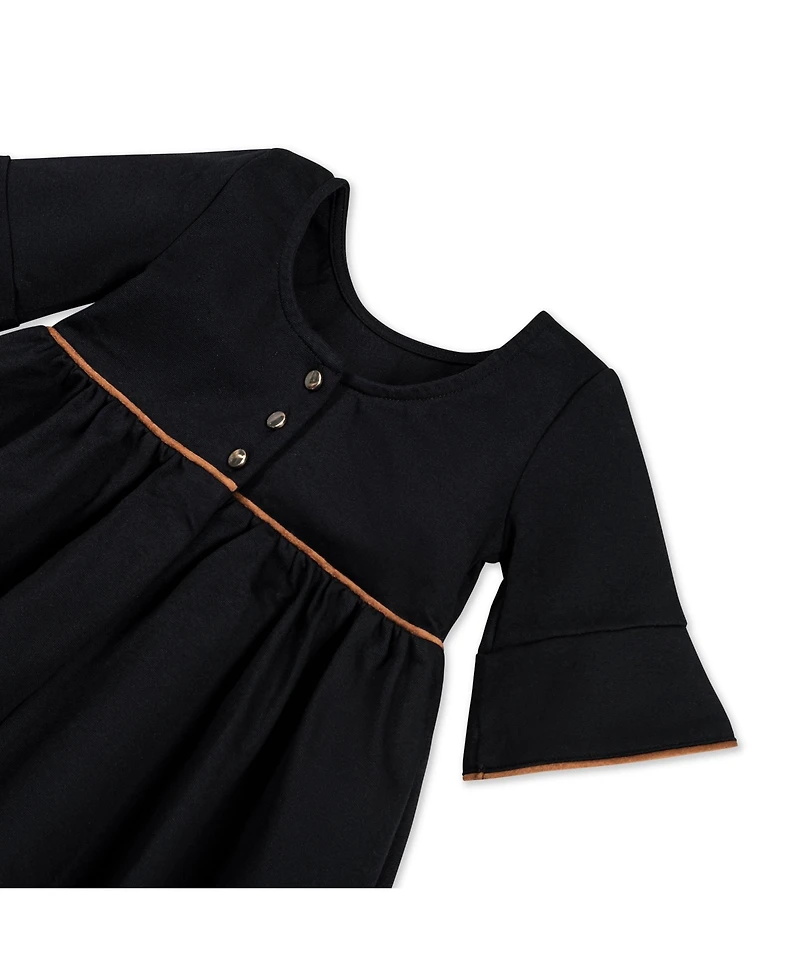 Hope & Henry Little Girls Ruffle Sleeve Ponte Dress with Suede Detail Created for Macy's