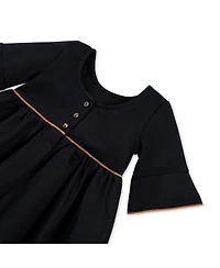Hope & Henry Little Girls Ruffle Sleeve Ponte Dress with Suede Detail Created for Macy's