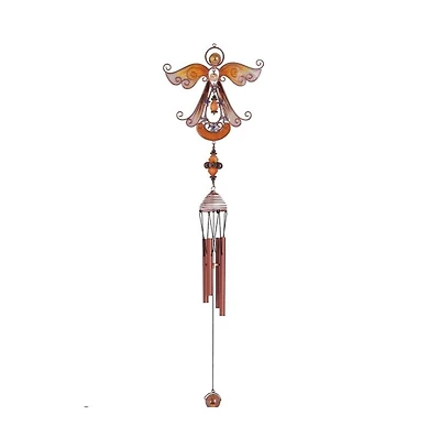 23" Long Yellow Angel Copper and Gem Wind Chime