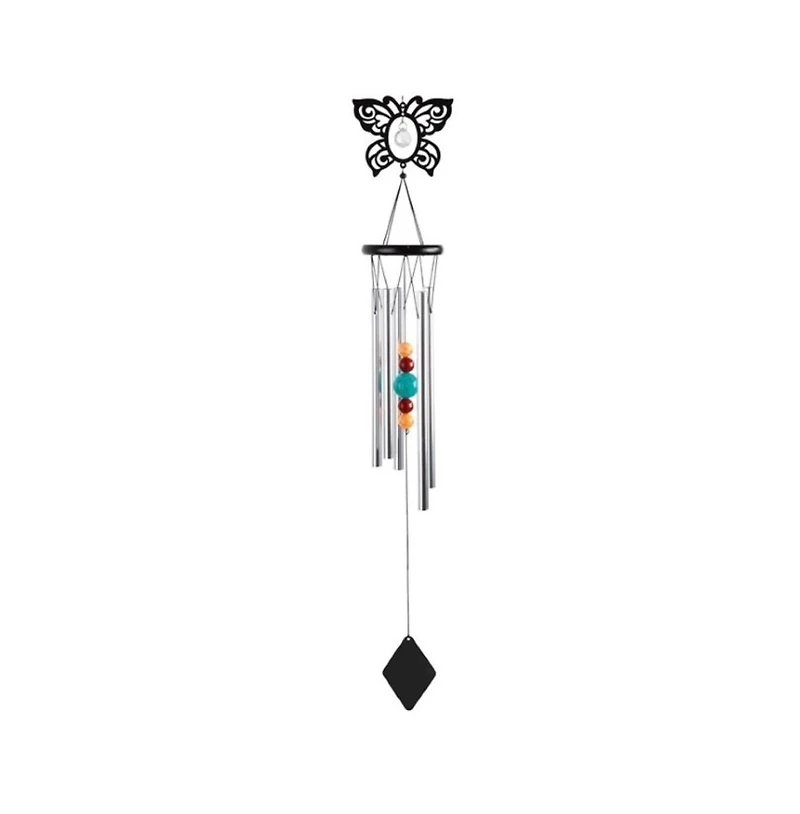 34" Long Metal Black Butterfly Chime