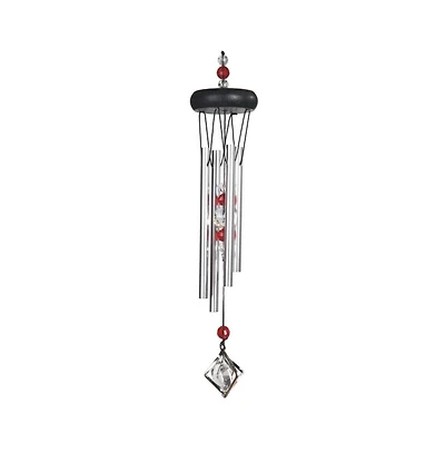 15" Long Red Wooden Top Gem Wind Chime