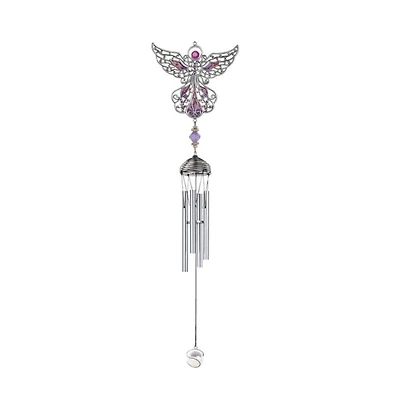 21" Long Purple Angel Pewter and Gem Wind Chime