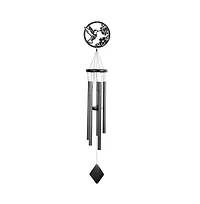 38" Long Metal Black Hummingbird Silhouette Wind Chime