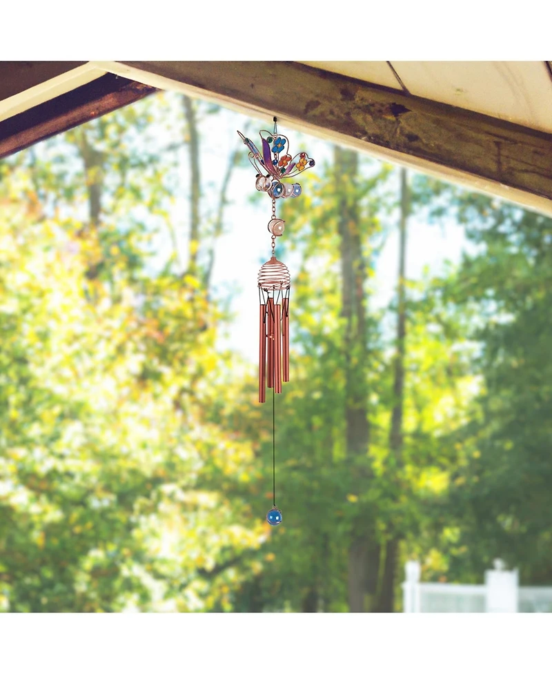 Fc Design 20" Long Butterfly Wind Chime with Copper Gem Home Decor Perfect Gift for House Warming, Holidays and Birthdays
