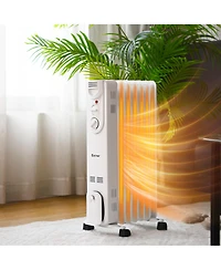 1500W Electric Oil Filled Radiator Space Heater 5-Fin Thermostat Room Radiant