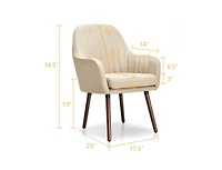 Set of 2 Fabric Upholstered Accent Chairs with Wooden Legs