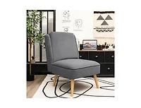 Slickblue Velvet Accent Armless Side Chair with Rubber Wood Legs for Bedroom