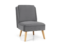 Slickblue Velvet Accent Armless Side Chair with Rubber Wood Legs for Bedroom