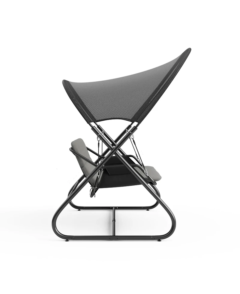 Furniture of America 74.75" Steel Swing Bench with Mesh Canopy Cushions