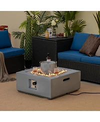 Costway 28'' Patio Fountain Fire Pit Table 50,000 Btu Square Propane Fire Pit