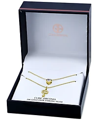 Giani Bernini 2-Pc. Set Cubic Zirconia Pave Key & Solitaire Heart Pendant Necklaces, Created for Macy's