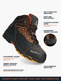 RefrigiWear Men's PolarForce Hiker Boot - Waterproof, Insulated Work Boots for Extreme Cold Weather with Astm Safety Toe