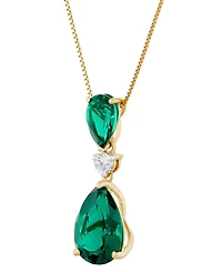 Grown With Love Lab Emerald (3-1/3 ct. t.w.) & Diamond (1/8 18" Pendant Necklace 14k Gold