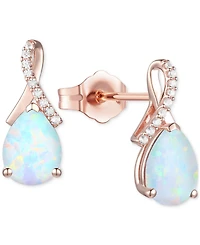 Amethyst (1-7/8 ct. t.w.) & Lab-Grown White Sapphire (1/10 Pear Swirl Stud Earrings 14k Gold-Plated Sterling Silver (Also Additional G