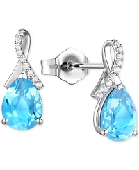 Amethyst (1-7/8 ct. t.w.) & Lab-Grown White Sapphire (1/10 Pear Swirl Stud Earrings 14k Gold-Plated Sterling Silver (Also Additional G