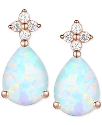 Morganite (1-3/4 ct. t.w.) & Lab-Grown White Sapphire (1/8 Pear Stud Earrings 14k Gold-Plated Sterling Silver (Also Additional Gemston