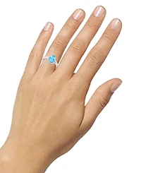 Amethyst (1-1/3 ct. t.w.) & Lab-Grown White Sapphire (1/4 Halo Ring 14k Gold-Plated Sterling Silver (Also Additional Gemstones)