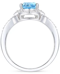 Amethyst (1-1/2 ct. t.w.) & Lab-Grown White Sapphire (1/4 Open Frame Ring 14k Gold-Plated Sterling Silver (Also Additional Gemstones)