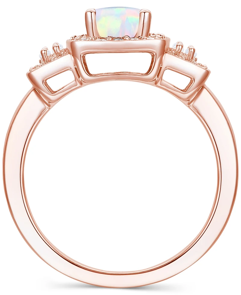 Lab-Grown Emerald (1 ct. t.w.) & White Sapphire (1/2 Halo Statement Ring 14k Gold-Plated Sterling Silver (Also Additional Ge