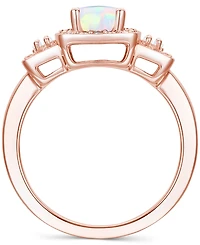 Lab-Grown Emerald (1 ct. t.w.) & White Sapphire (1/2 Halo Statement Ring 14k Gold-Plated Sterling Silver (Also Additional Ge