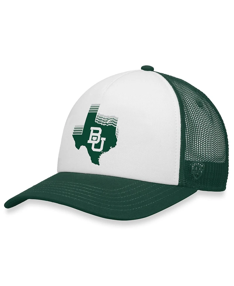 Men's Top of the World White, Green Baylor Bears Tone Down Trucker Snapback Hat