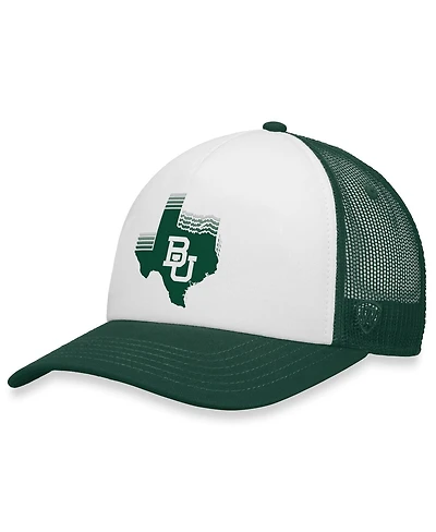 Men's Top of the World White, Green Baylor Bears Tone Down Trucker Snapback Hat