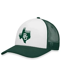 Men's Top of the World White, Green Baylor Bears Tone Down Trucker Snapback Hat