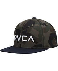 Big Boys and Girls Rvca Camo, Navy Twill Snapback Hat