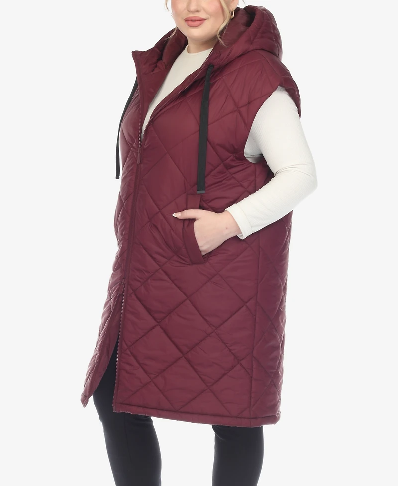 White Mark Plus Diamond Quilted Hooded Puffer Vest