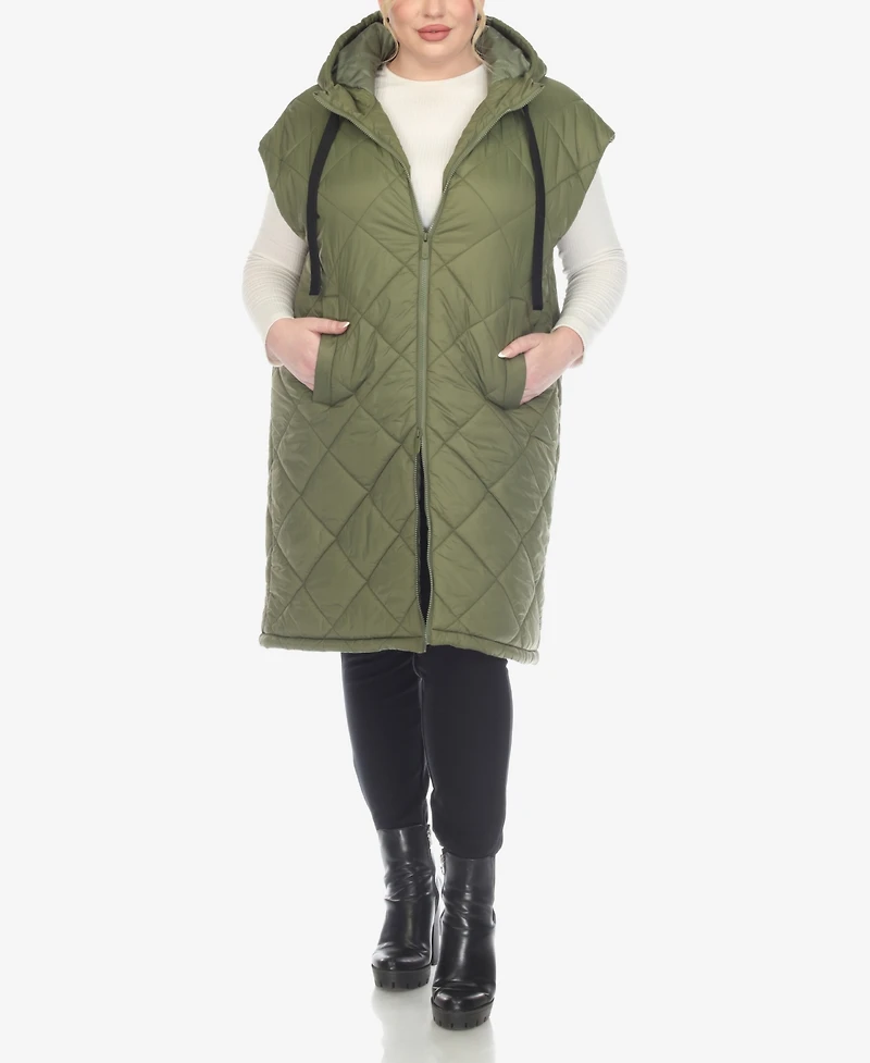 White Mark Plus Diamond Quilted Hooded Puffer Vest