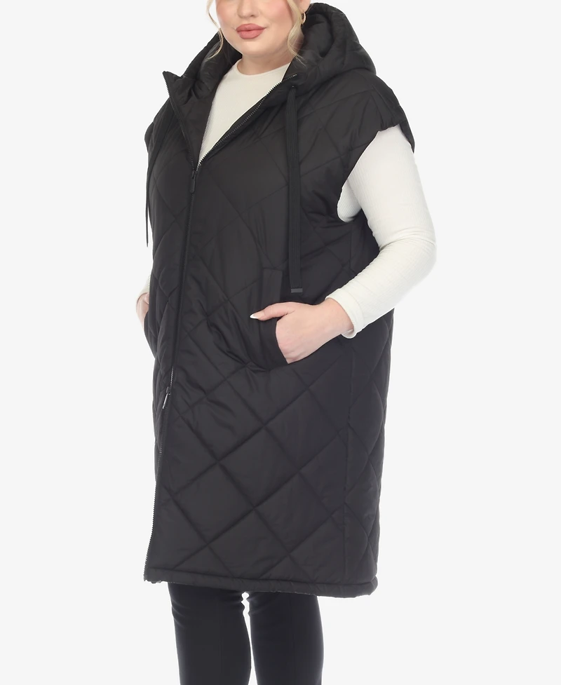 White Mark Plus Diamond Quilted Hooded Puffer Vest