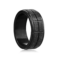 Stainless Steel Sand Blasted Ring - Black Plated