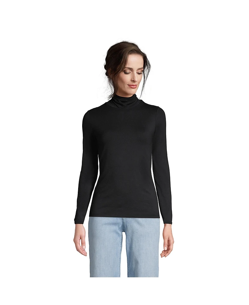 Lands' End Women's Lightweight Jersey Skimming Long Sleeve Turtleneck
